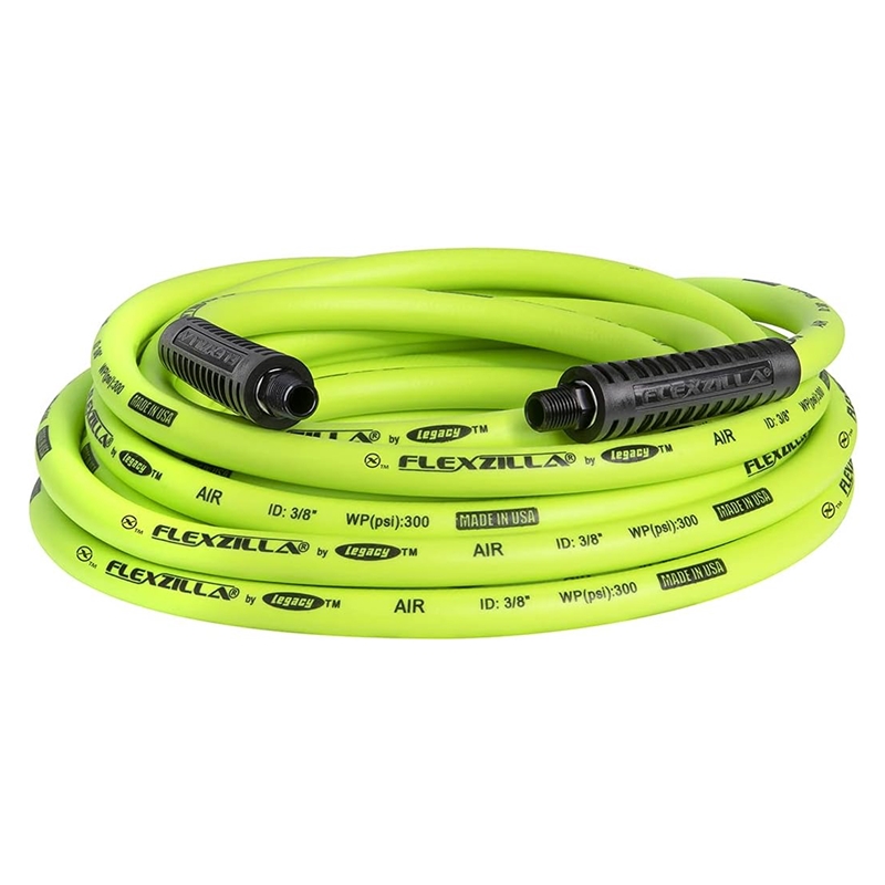 Flexzilla 3/8 in. x 25 ft Heavy-Duty Air Hose,  1/4" MNPT Fittings - HFZ3825YW2