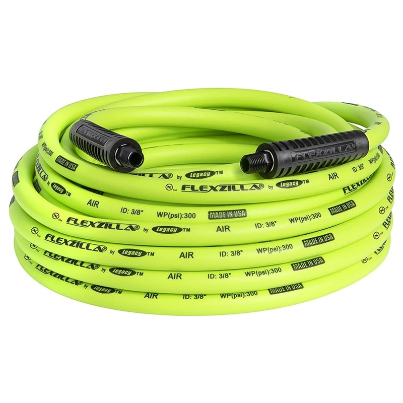 Flexzilla 3/8" x 50 ft Heavy-Duty Air Hose, 1/4" MNPT Fittings - HFZ3850YW2