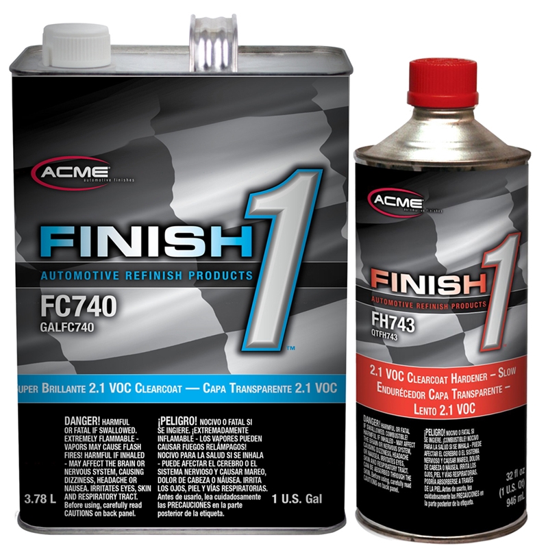 Finish-1 Super Brillante 2.1 Clearcoat Gallon FC740 & FH743 Slow Hardener 4:1 Kit