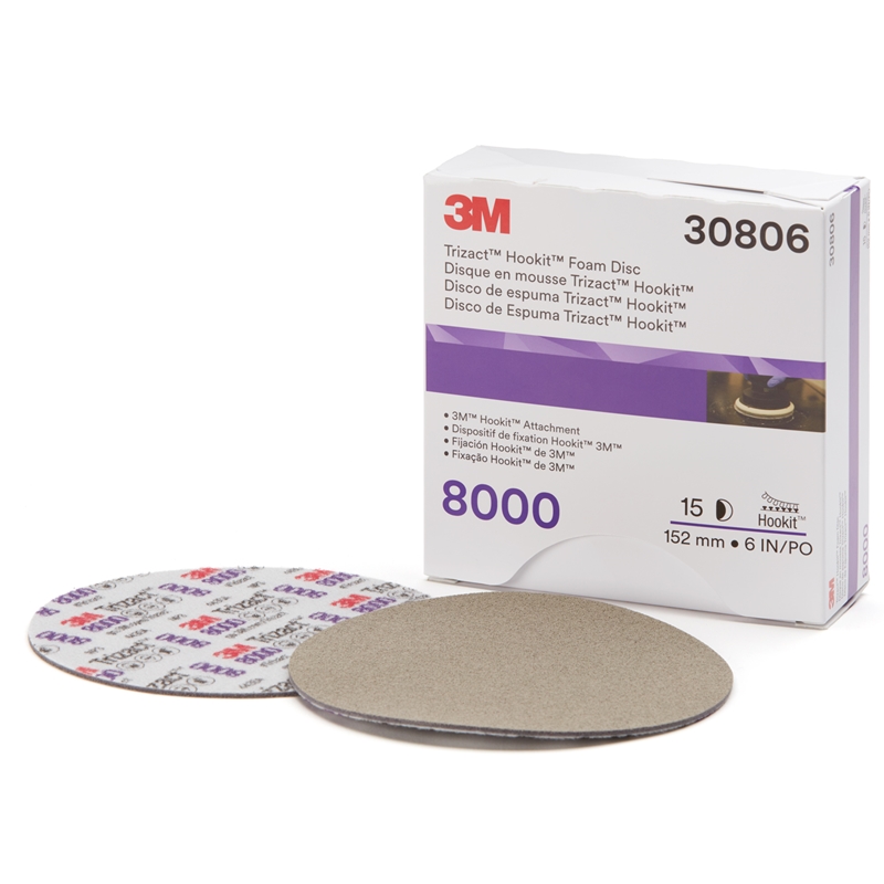 3M 6" 8000 Grit Trizact Velcro Abrasive Disc (15/Box) - 30806