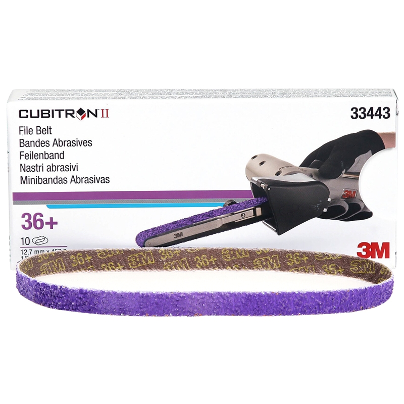 3M 1/2" X 18" 36 Grit Cubitron Ii File Belt (10/Box) - 33443