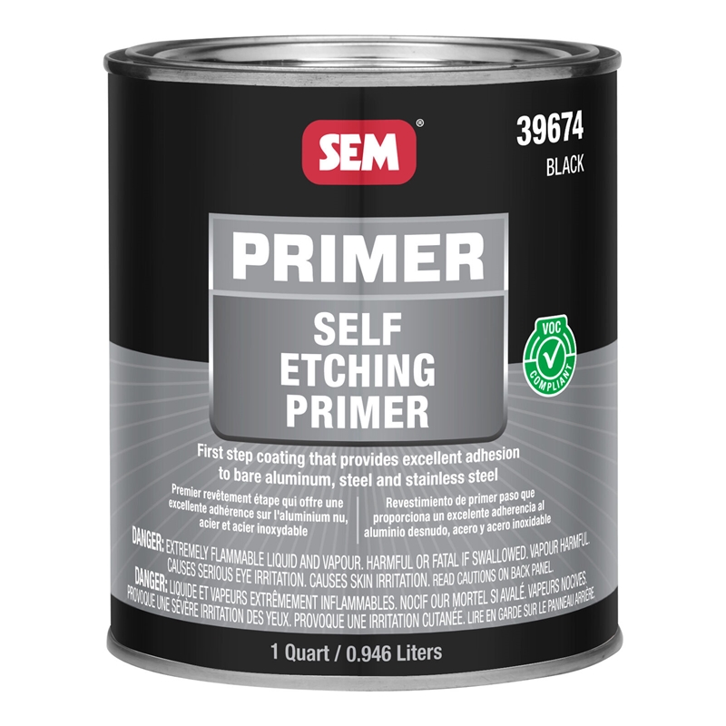 SEM Black Self Etching Primer Quart - 39674