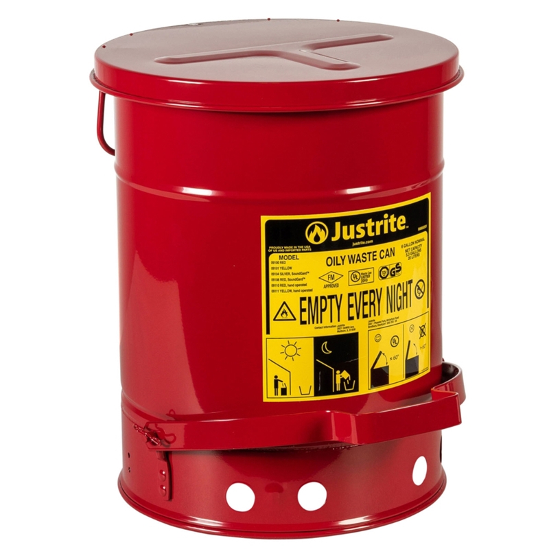 Justrite 6 Gallon Oily Rag Can - 09100